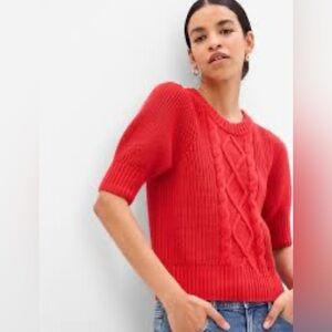 Gap Red Sweater Short Puff Sleeve Small